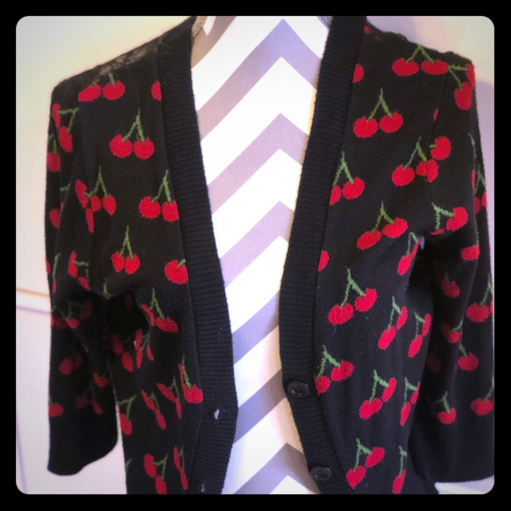 Vintage torrid cherries cardigan sweater